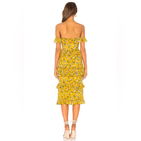 Revolve Tularosa lily dress in yellow dolly floral size small spring midi - Picture 3 of 10
